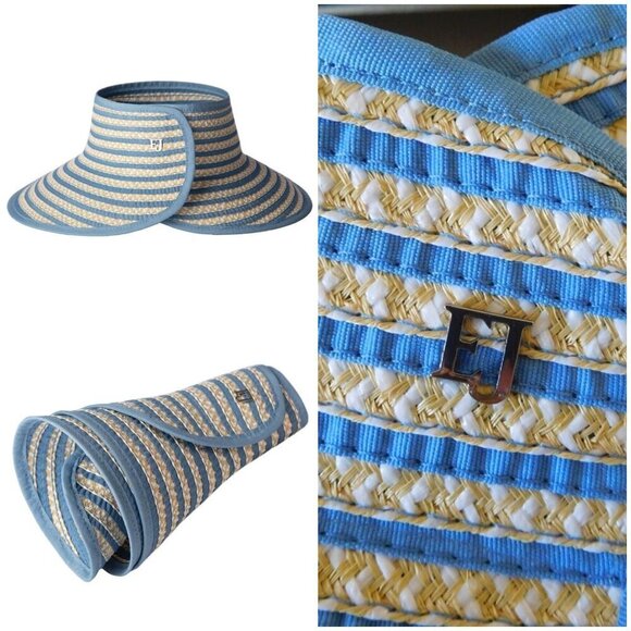 💕ERIC JAVITS💕 Brooke Packable Squishee Visor ~ UPF50+ Blue Mix One Size NWOT